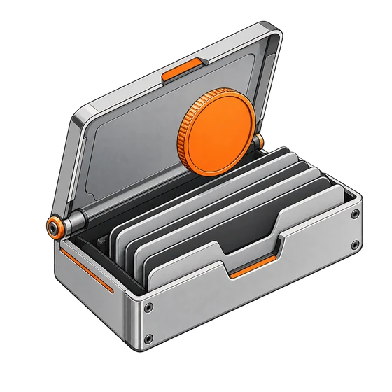 Metal wallet with a protected asset